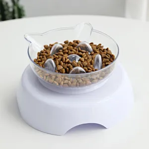 15 Degree Tilt Anti-Suffocate Cat Slow Feeder with Raised Stand