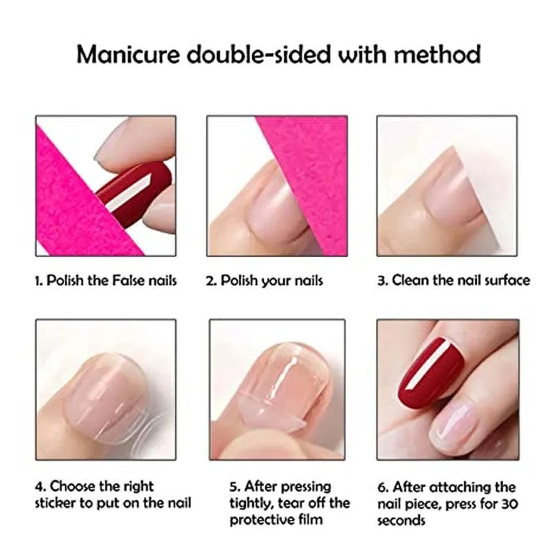 24-Pcs Of Pink With Bowtie Stick Fashion Nails XC-D017