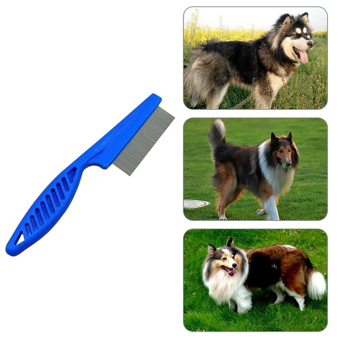 5 Piece Pet Combs For Flea Removal Fine Toothed Stainless Steel 18.5Cm