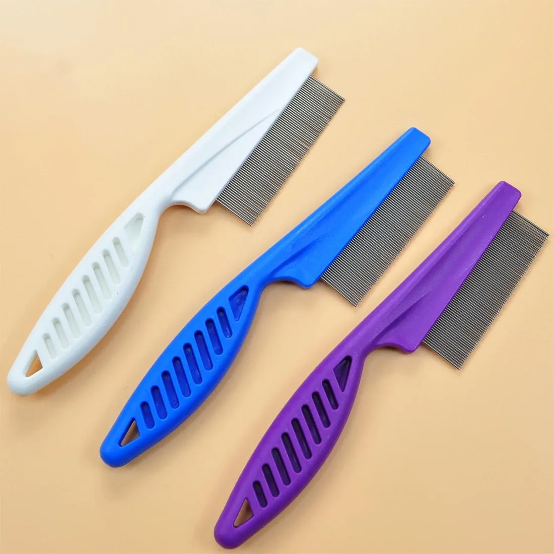 5 Piece Pet Combs For Flea Removal Fine Toothed Stainless Steel 18.5Cm