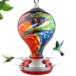 9" Glass & Metal Hummingbird Feeder