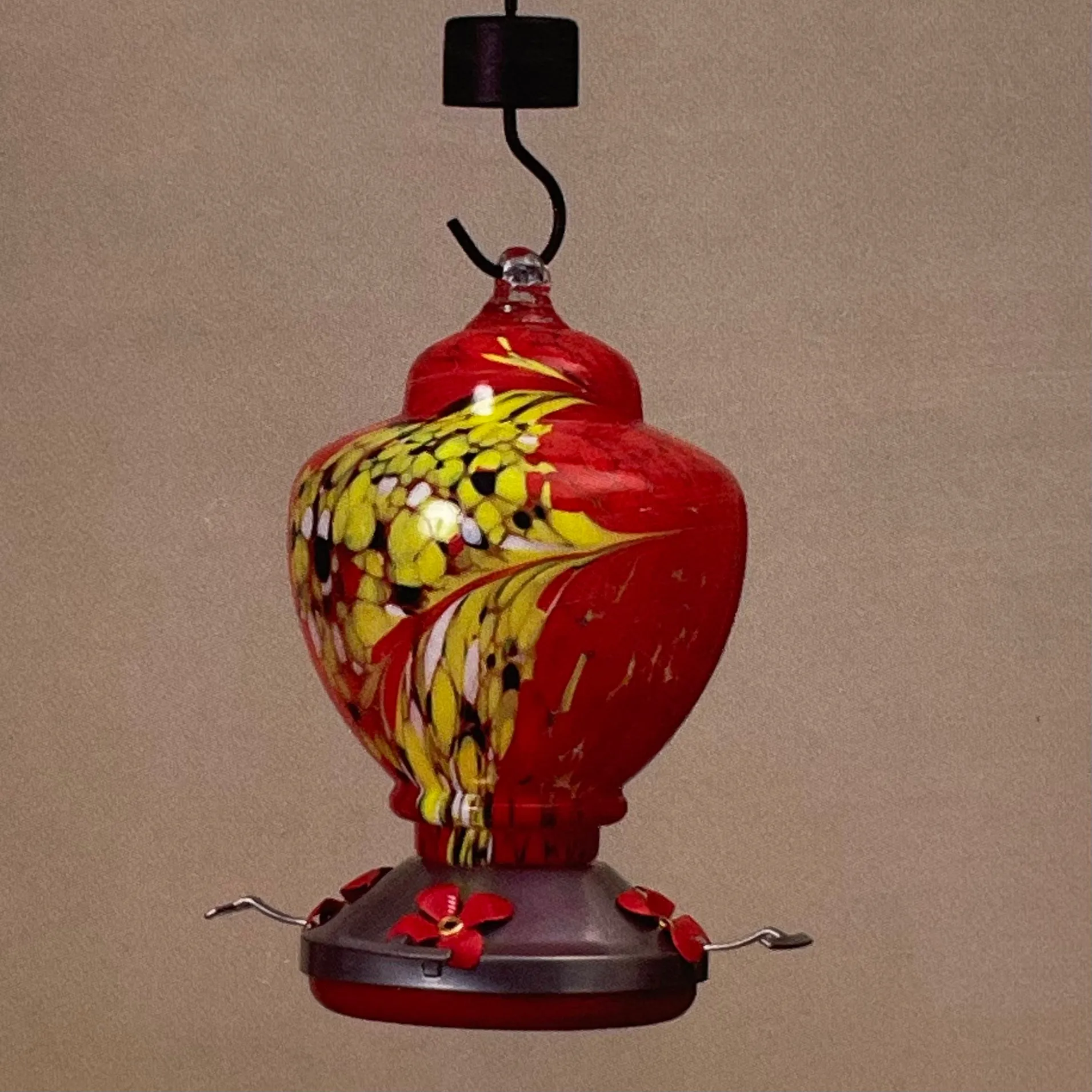 9" Glass & Metal Hummingbird Feeder