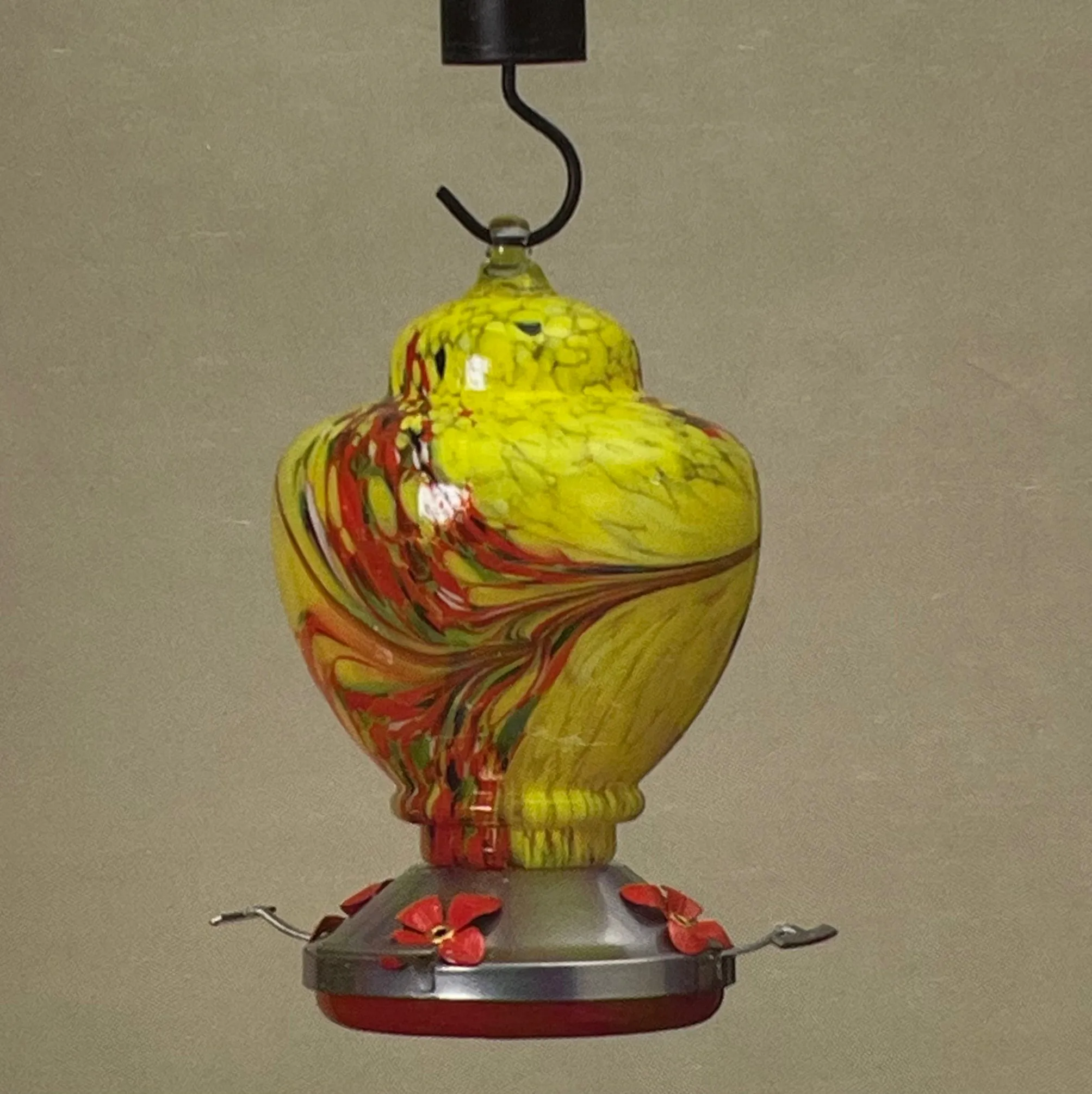 9" Glass & Metal Hummingbird Feeder