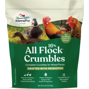 ALL FLOCK CRUMBLES W/PROBIOTIC 16% 8 LB
