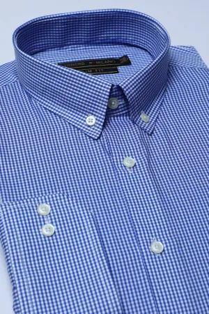 Blue Pin Check Formal Milano Shirt