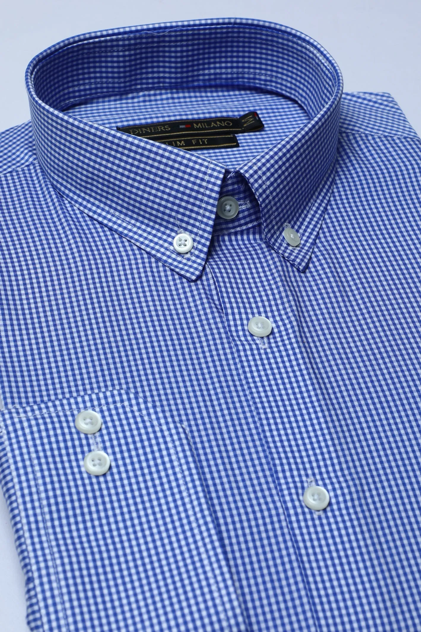 Blue Pin Check Formal Milano Shirt