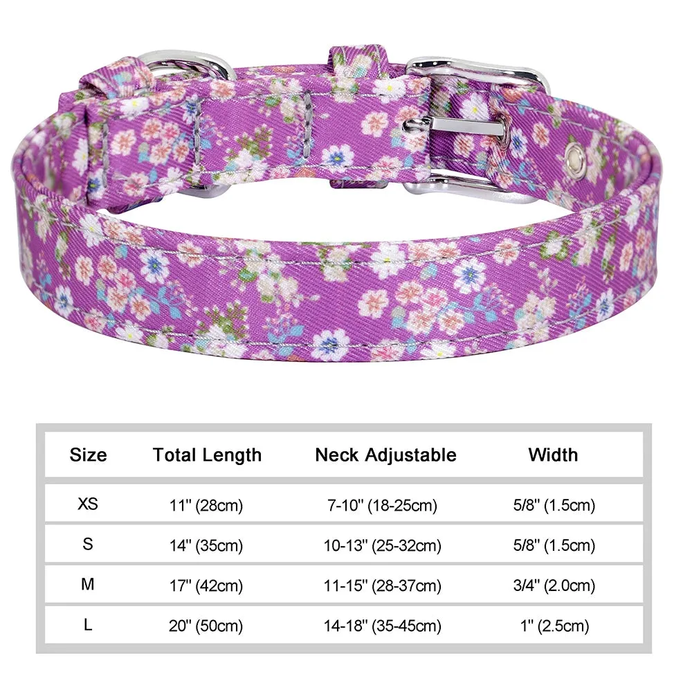 Bohemian Style Floral Dog Collar - Durable Nylon