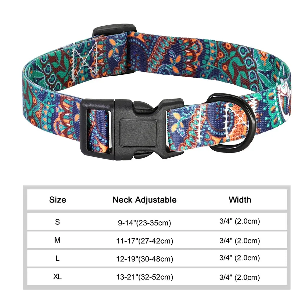 Bohemian Style Floral Dog Collar - Durable Nylon