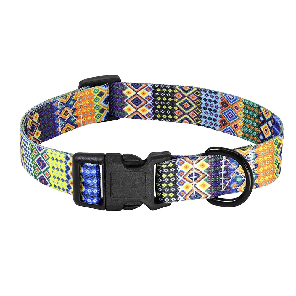 Bohemian Style Floral Dog Collar - Durable Nylon