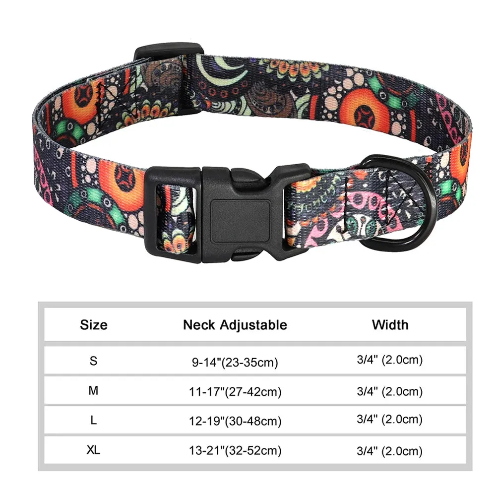 Bohemian Style Floral Dog Collar - Durable Nylon