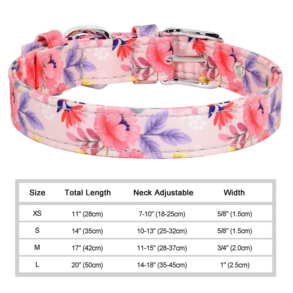 Bohemian Style Floral Dog Collar - Durable Nylon