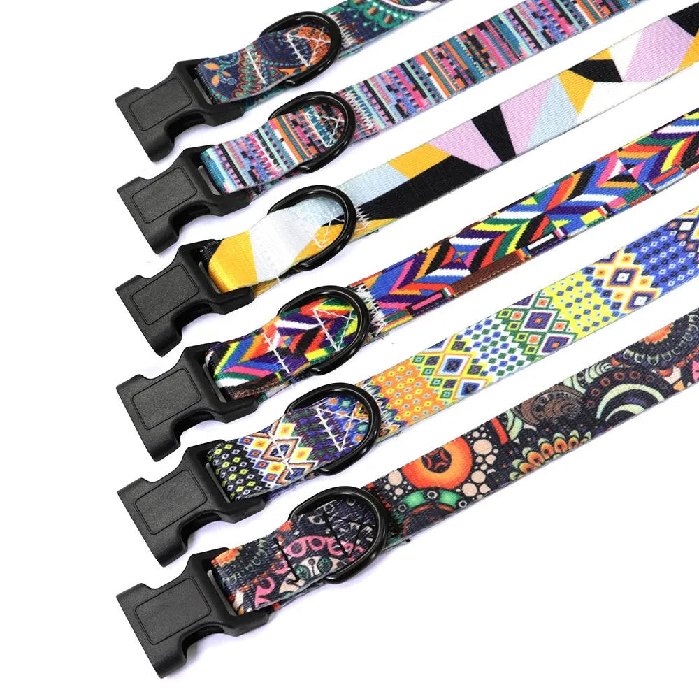 Bohemian Style Floral Dog Collar - Durable Nylon