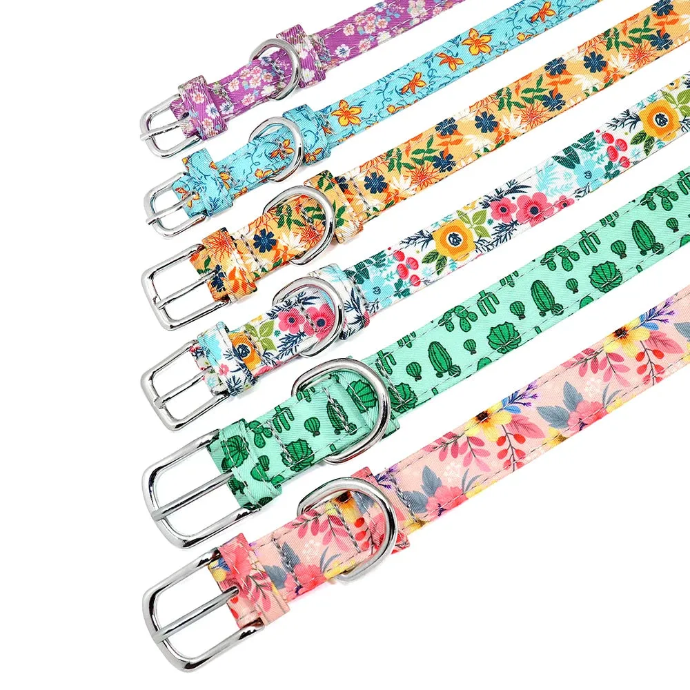 Bohemian Style Floral Dog Collar - Durable Nylon