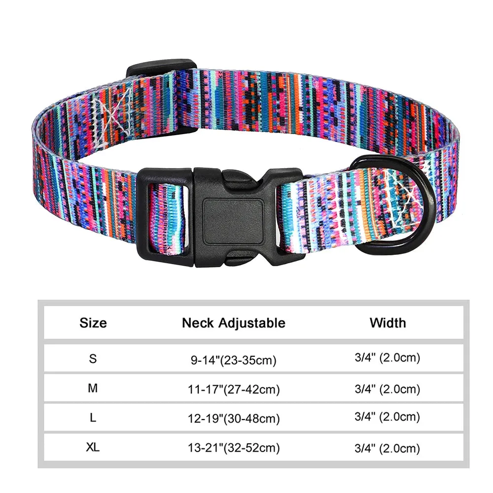Bohemian Style Floral Dog Collar - Durable Nylon
