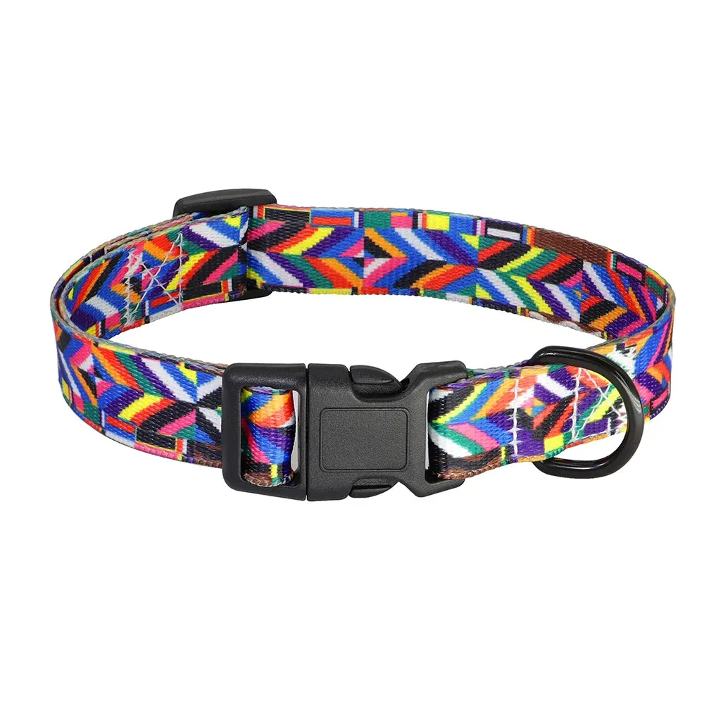 Bohemian Style Floral Dog Collar - Durable Nylon