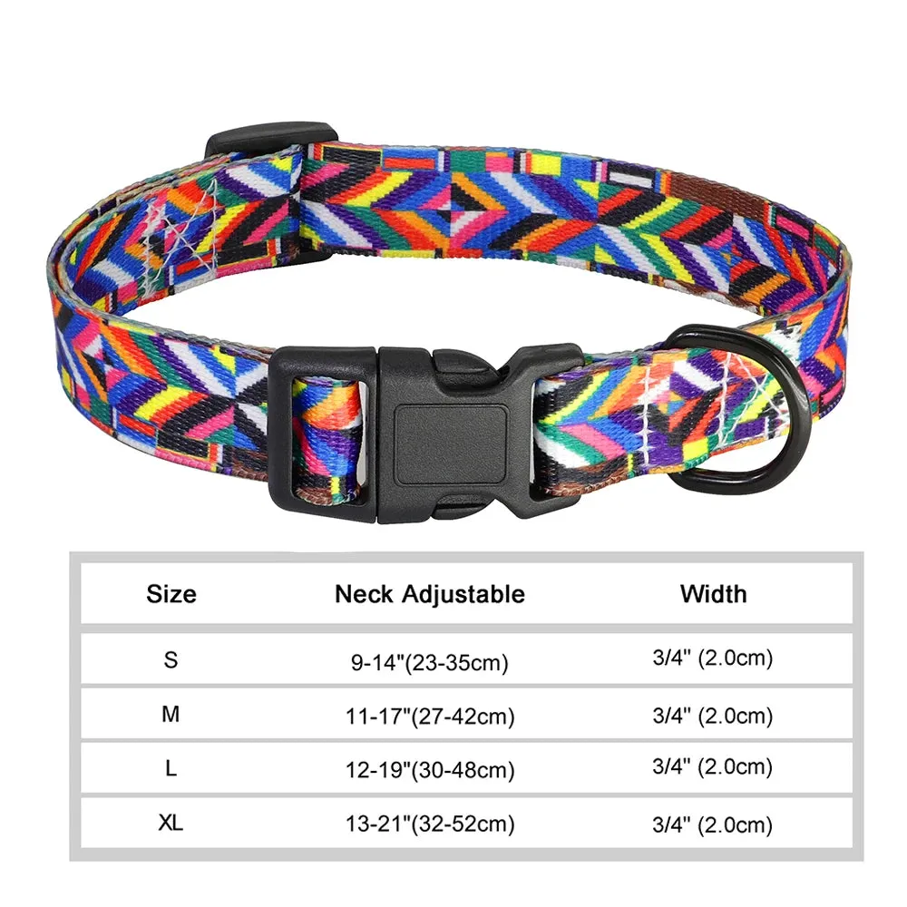 Bohemian Style Floral Dog Collar - Durable Nylon