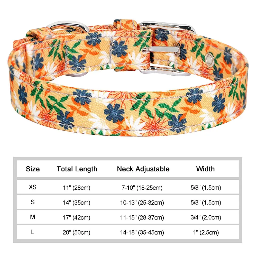 Bohemian Style Floral Dog Collar - Durable Nylon