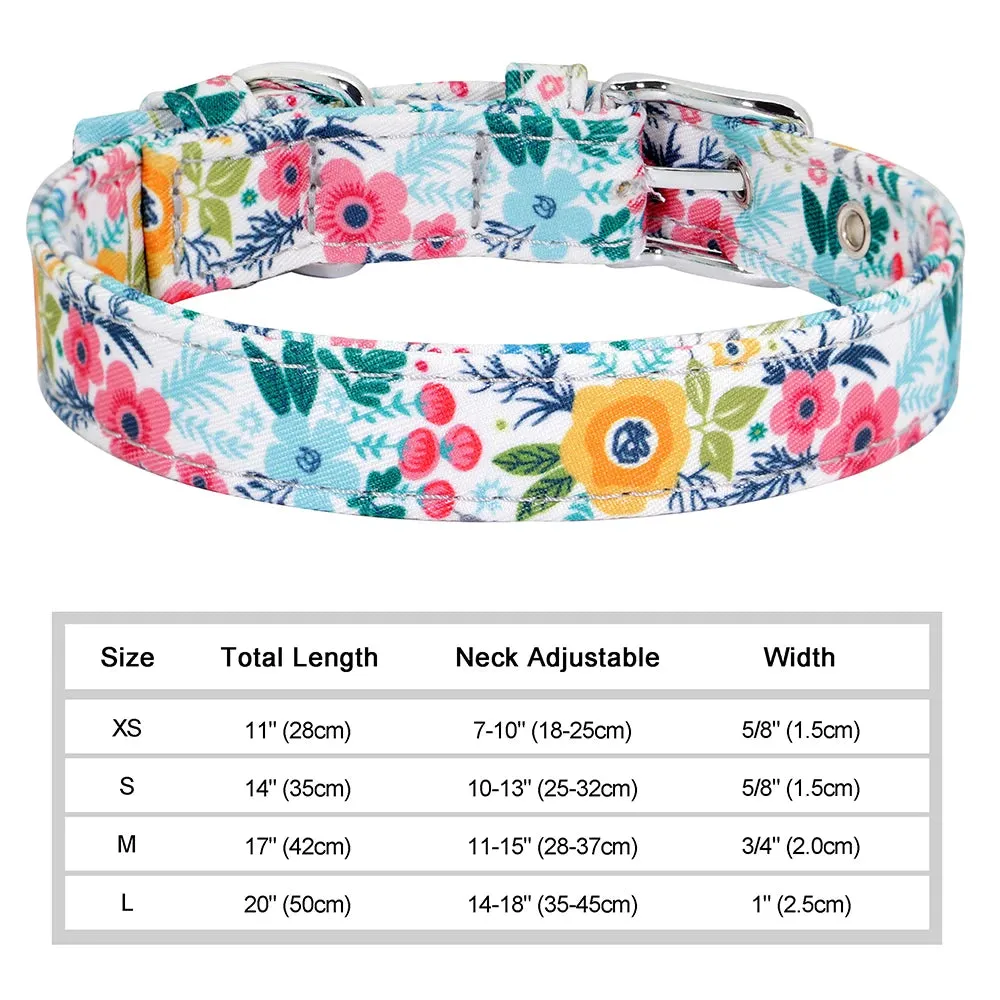 Bohemian Style Floral Dog Collar - Durable Nylon