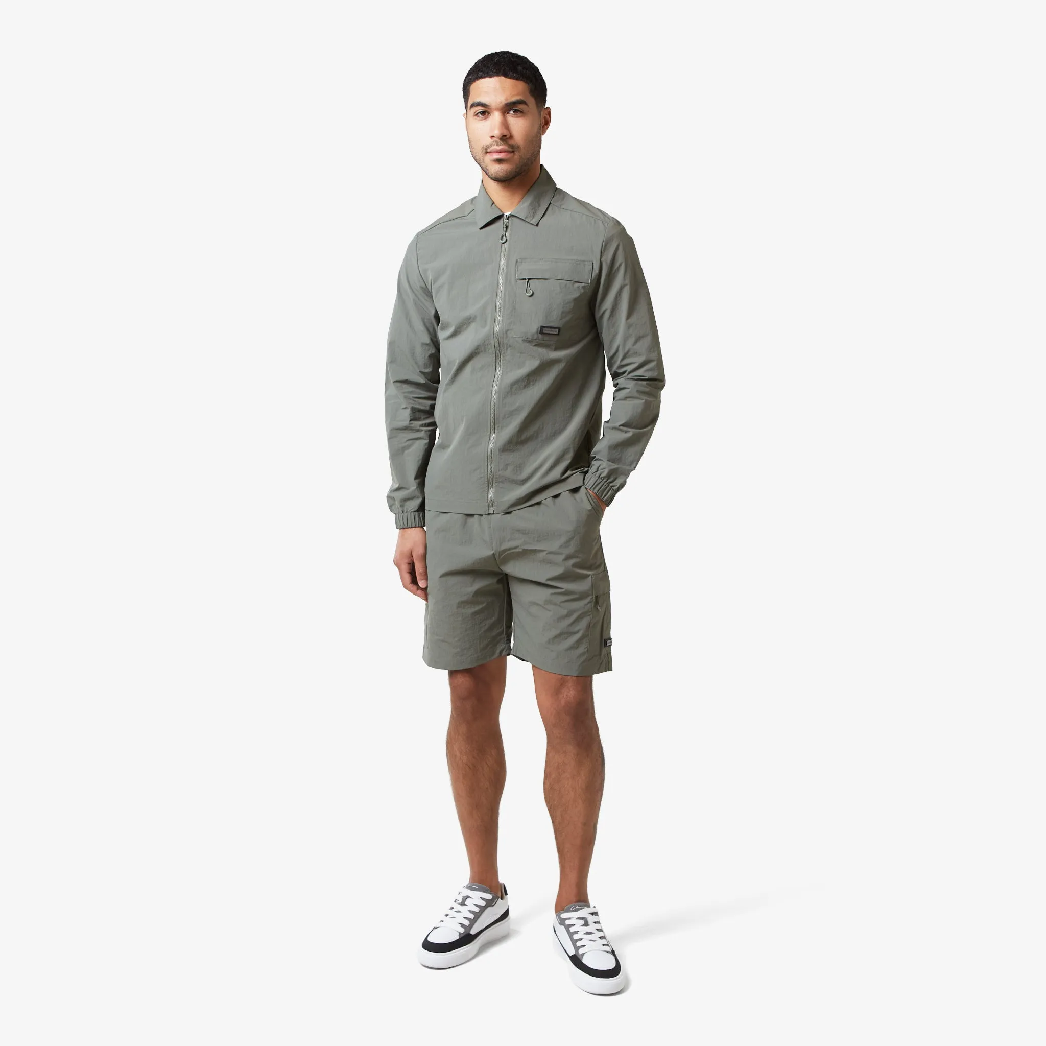 Crinkle Nylon Tech Twinset | Olive