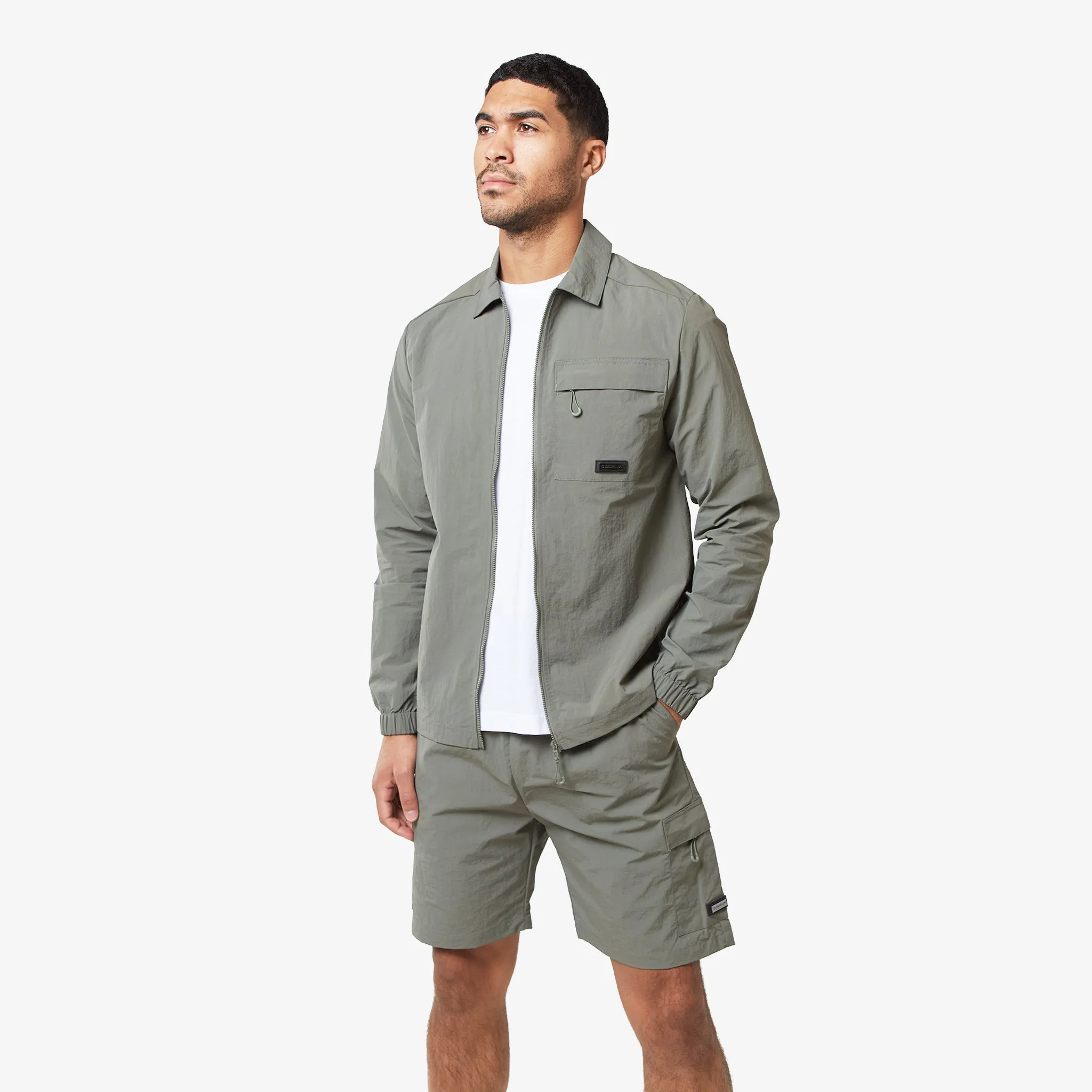 Crinkle Nylon Tech Twinset | Olive