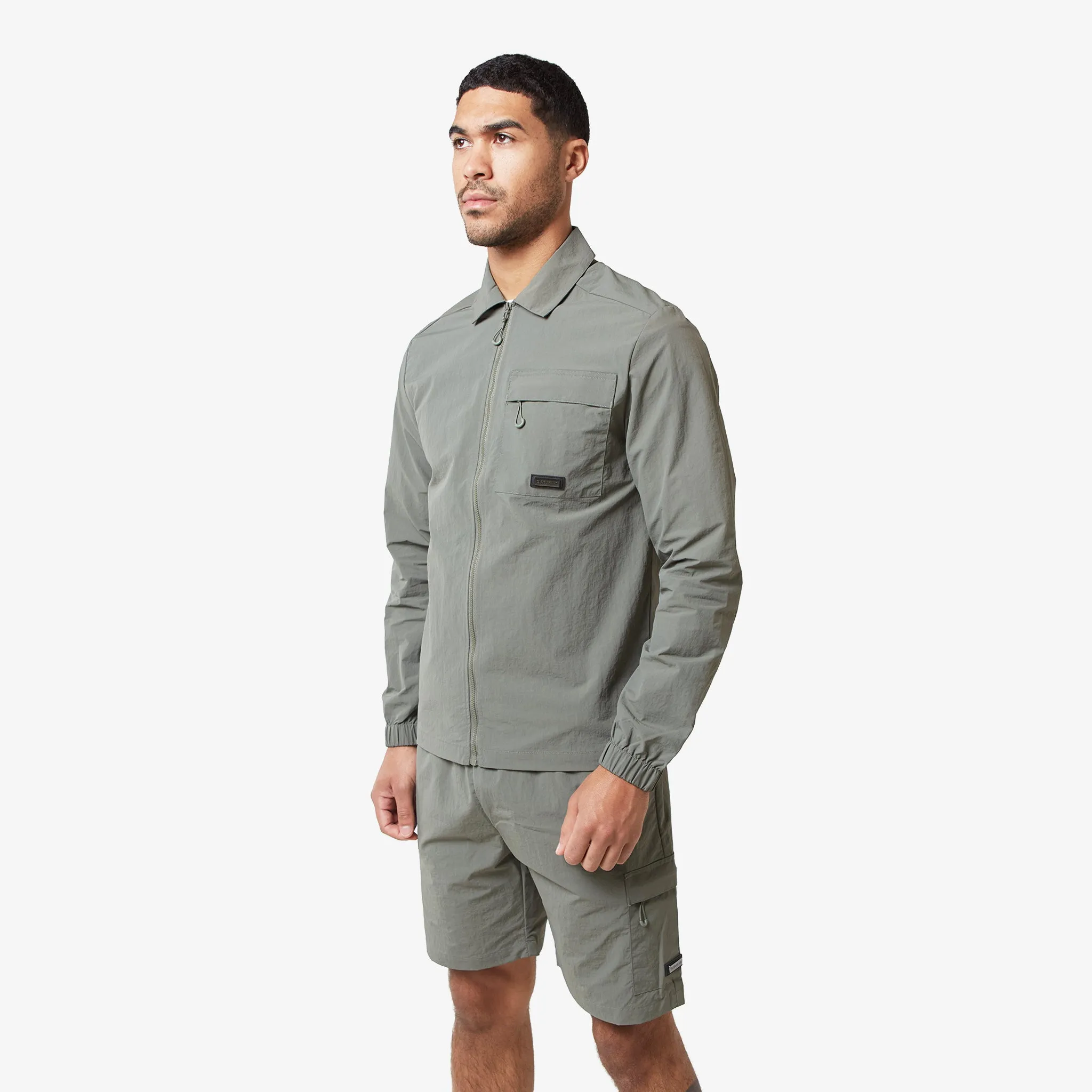 Crinkle Nylon Tech Twinset | Olive