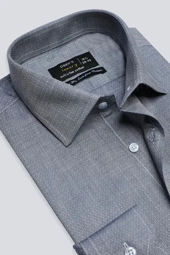 Dark Blue Textured Formal Shirt