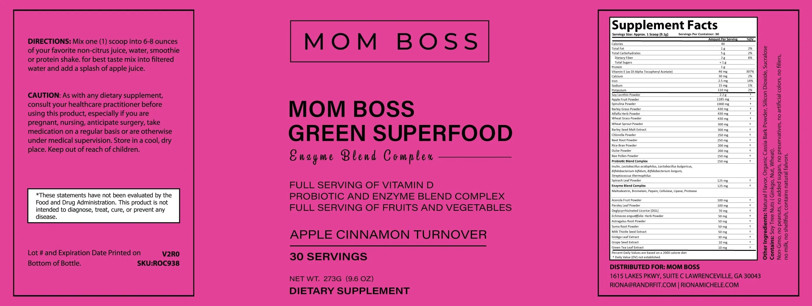 Mom Boss Green Super Food (apple cinnamon turnover)