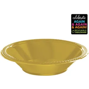 Premium Plastic Bowls 355ml 20 Pack Gold